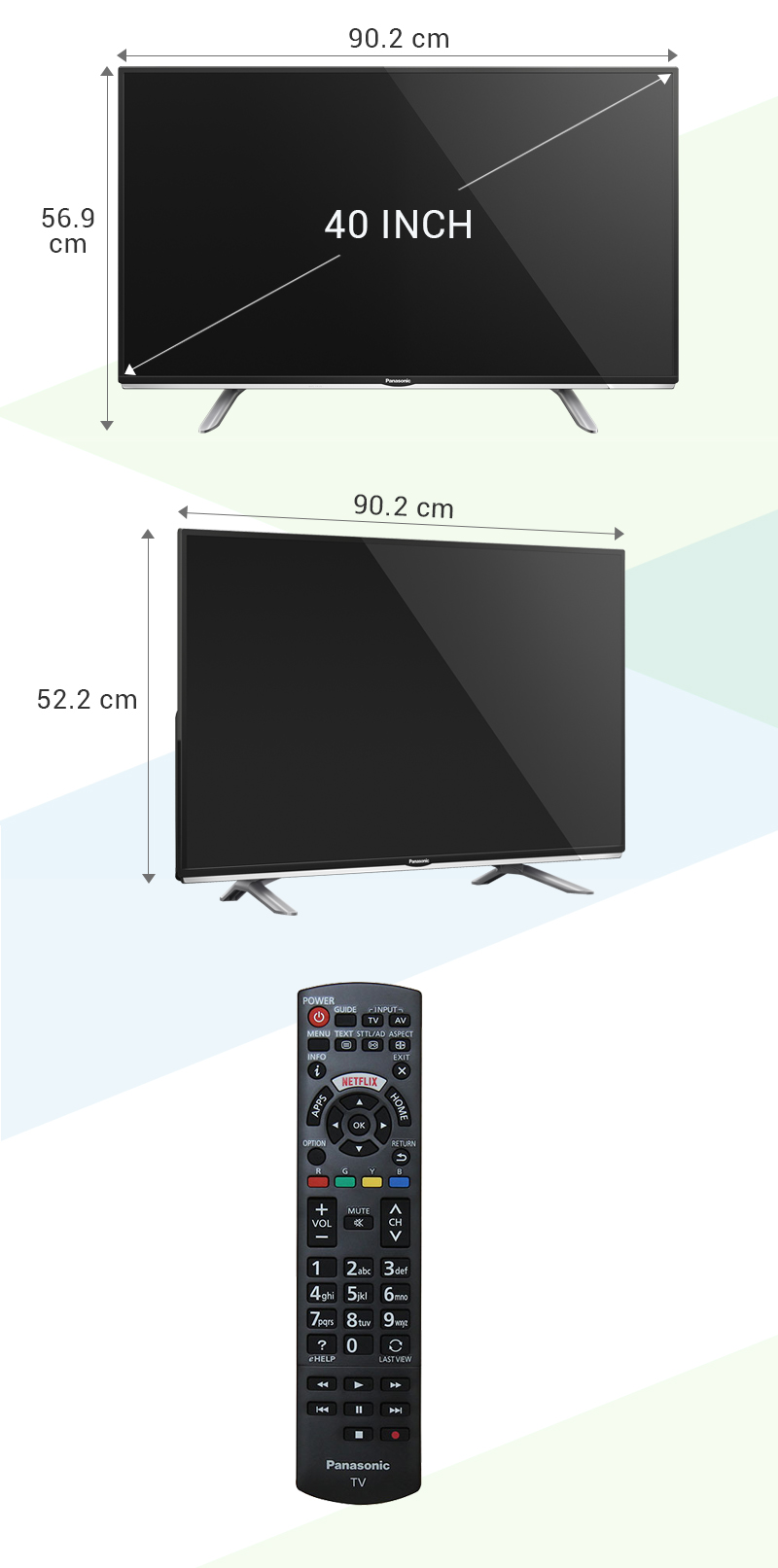 Smart Tivi Panasonic 40 inch TH-40DS500V - Kích thước tivi Smart Tivi Panasonic 40 inch TH-40DS500V - Kích thước tivi