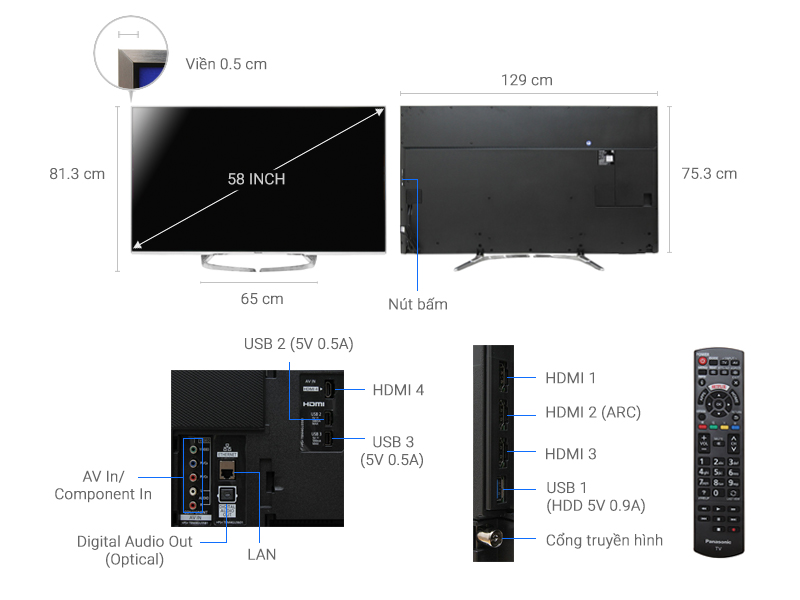 Thông số kỹ thuật Smart Tivi Panasonic 58 inch TH-58DX700V