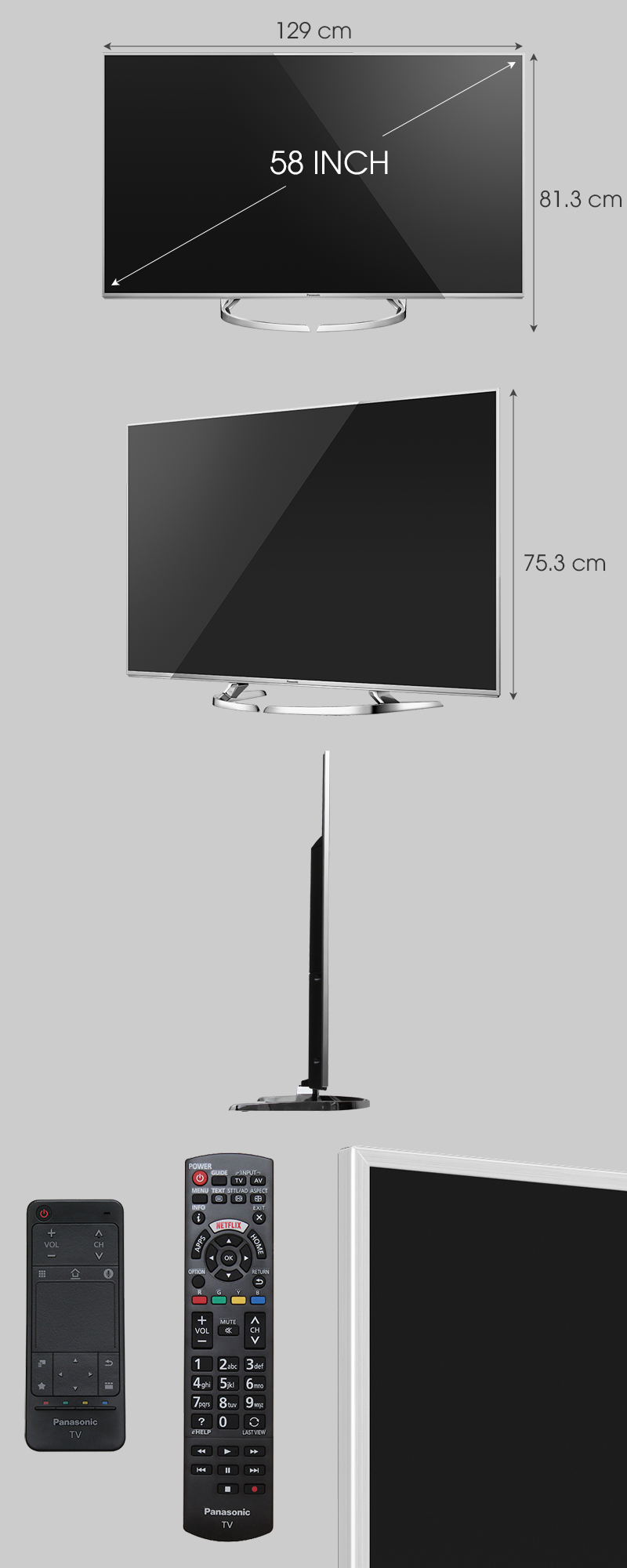 Smart Tivi Panasonic 58 inch TH-58DX700V - Kích thước TV Smart Tivi Panasonic 58 inch TH-58DX700V - Kích thước TV