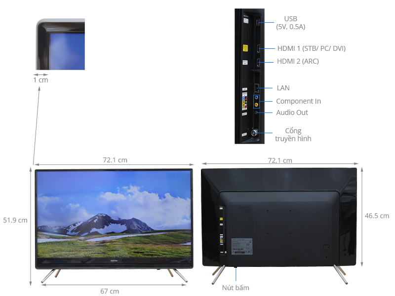 Thông số kỹ thuật Smart Tivi Samsung 32 inch UA32K5300