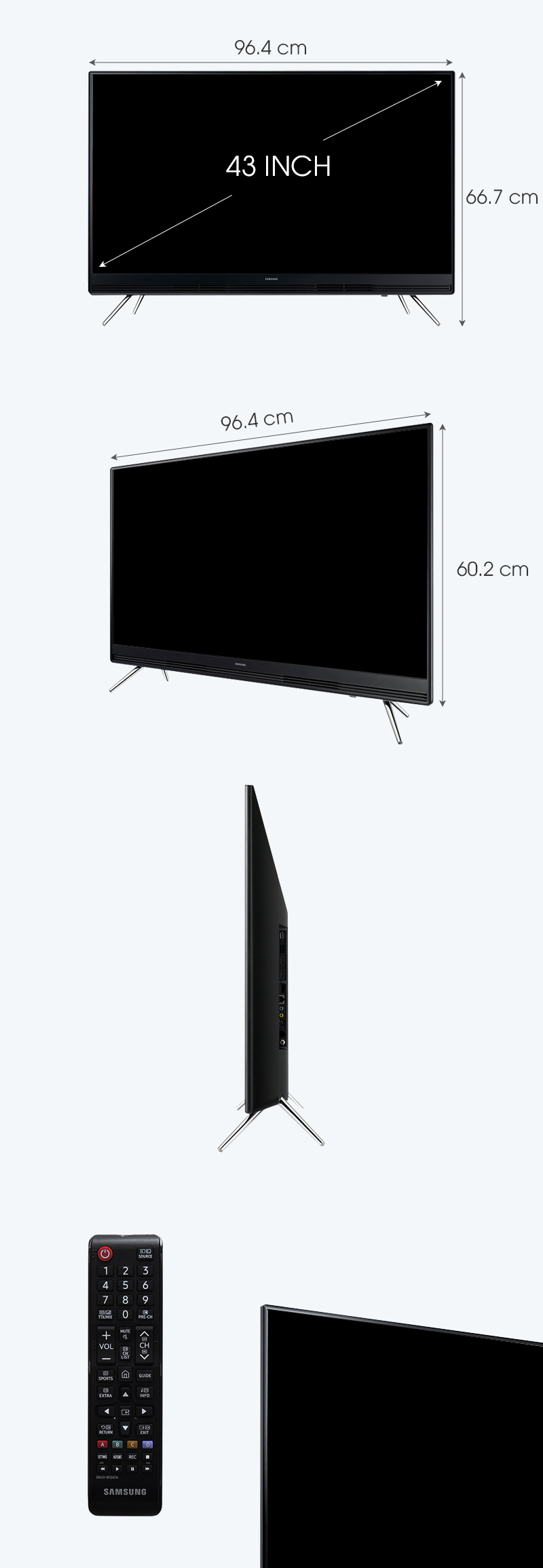 Smart Tivi Samsung 43 inch UA43K5300 - Kích thước tivi