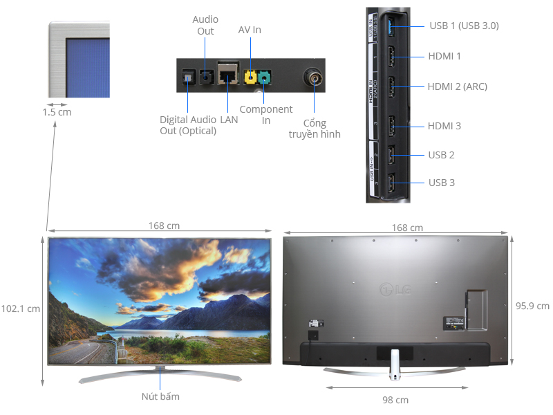 Thông số kỹ thuật Smart Tivi LG 75 inch 75UH656T