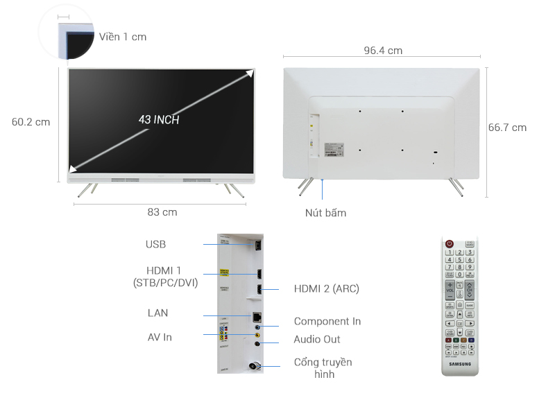 Thông số kỹ thuật Smart Tivi Samsung 43 inch UA43K5310