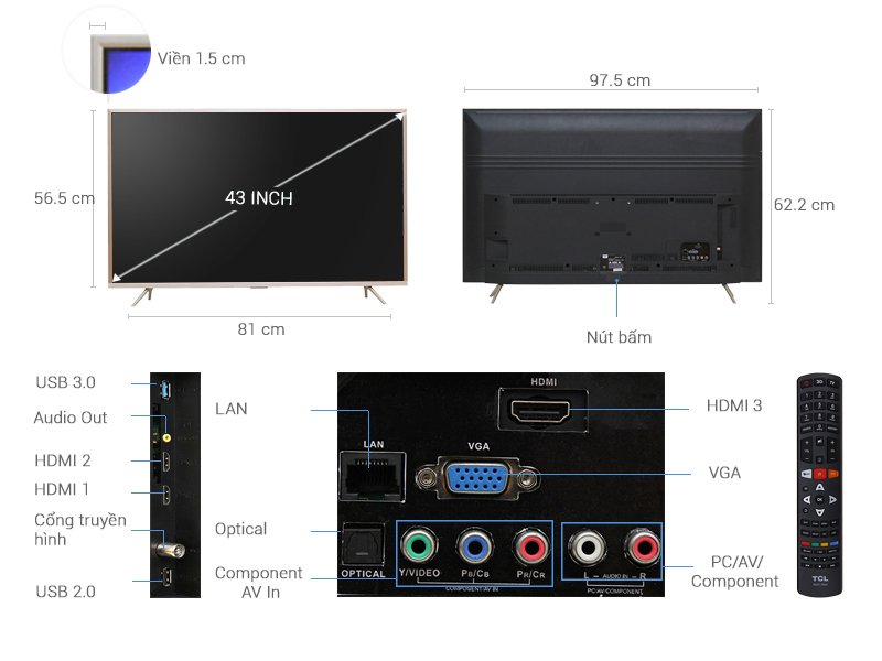 Smart Tivi TCL 4K 43 inch L43Z2