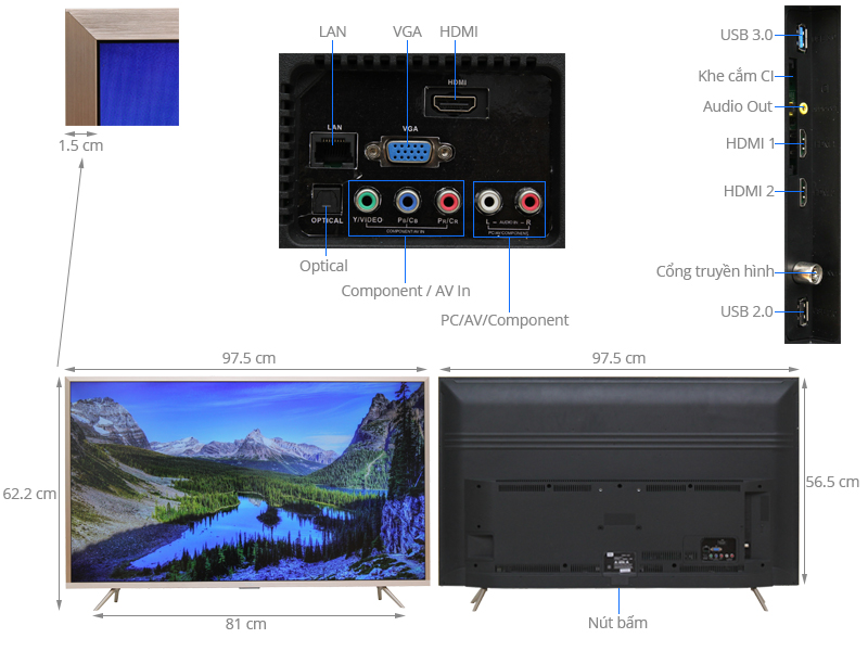 Thông số kỹ thuật Smart Tivi TCL 43 inch L43Z2