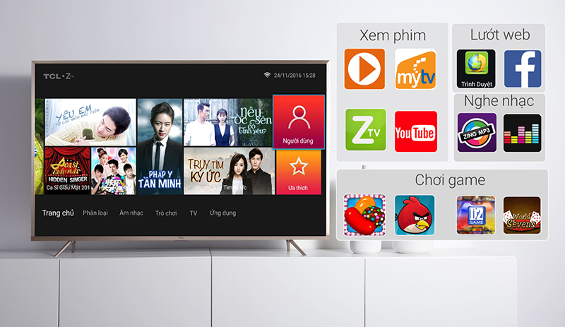 Smart Tivi TCL 43 inch L43Z2 - Ứng dụng giải trí Smart Tivi TCL 43 inch L43Z2 - Ứng dụng giải trí