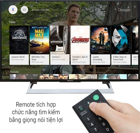 Android tivi Sony 43 inch 43X8000E có remote từ xa