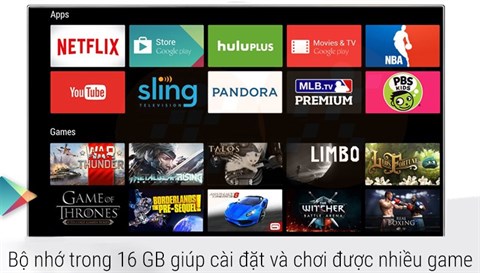 Android tivi Sony 43 inch 43X8000E có bộ nhớ trong 16gb