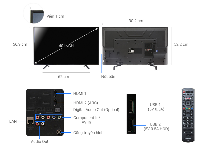 Thông số kỹ thuật Smart Tivi Panasonic 40 inch TH-40DS490V
