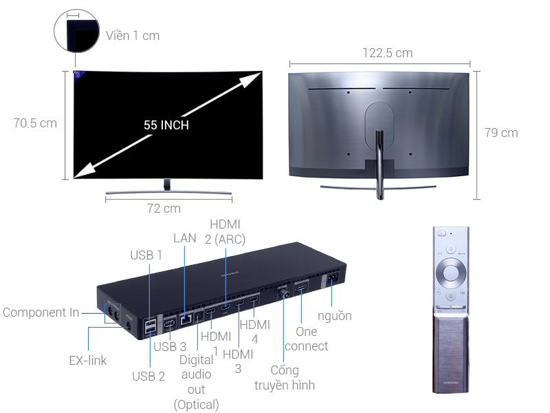 Thông số kỹ thuật Smart Tivi Cong QLED Samsung 55 inch QA55Q8C