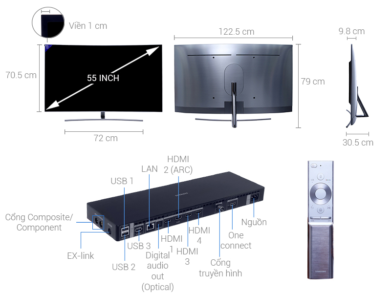 Thông số kỹ thuật Smart Tivi QLED Samsung 4K 55 inch QA55Q8C