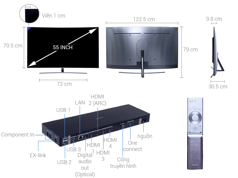 Thông số kỹ thuật Smart Tivi Cong QLED Samsung 55 inch QA55Q8C