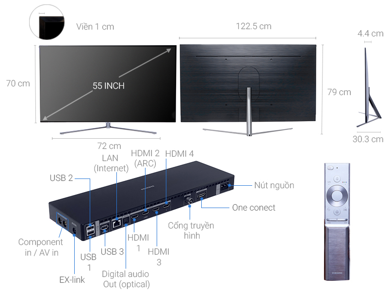 Thông số kỹ thuật Smart Tivi QLED Samsung 55 inch QA55Q7F