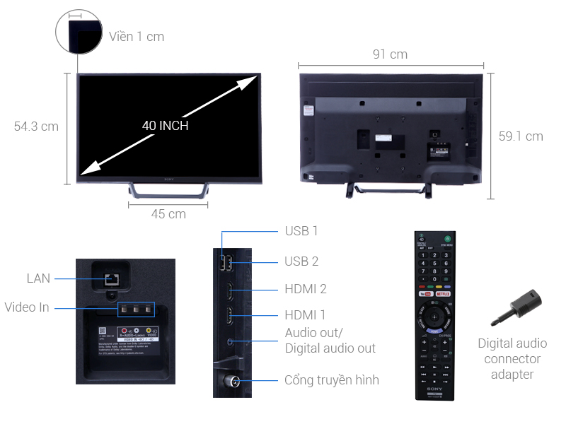 Thông số kỹ thuật Internet Tivi Sony 40 Inch KDL-40W660E