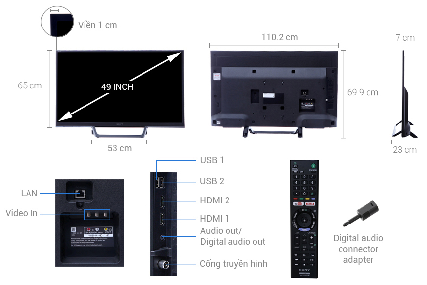 ThÃ´ng sá» ká»¹ thuáº­t Internet Tivi Sony 49 inch KDL-49W660E