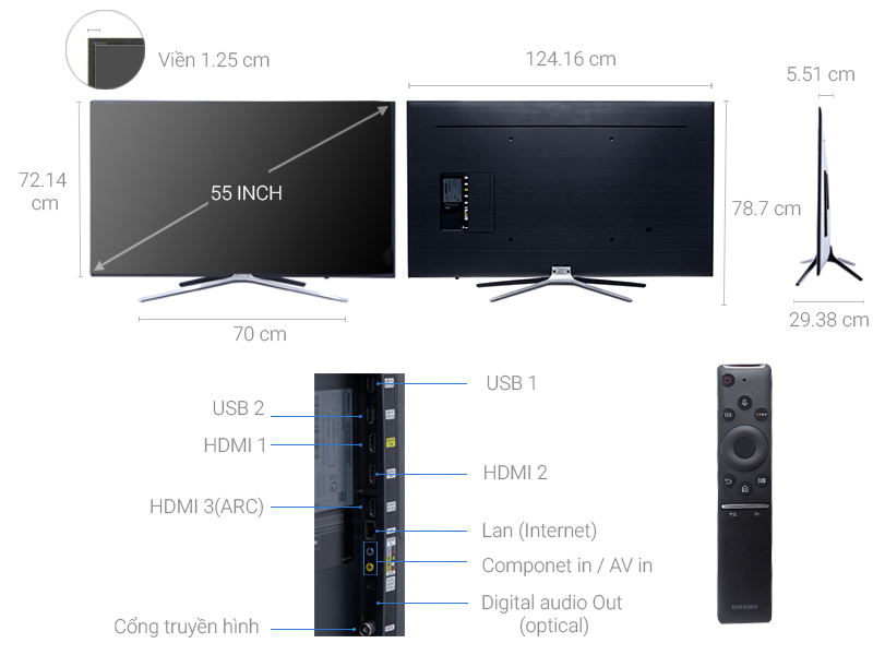 Thông số kỹ thuật Smart Tivi Samsung 55 inch UA55M5500