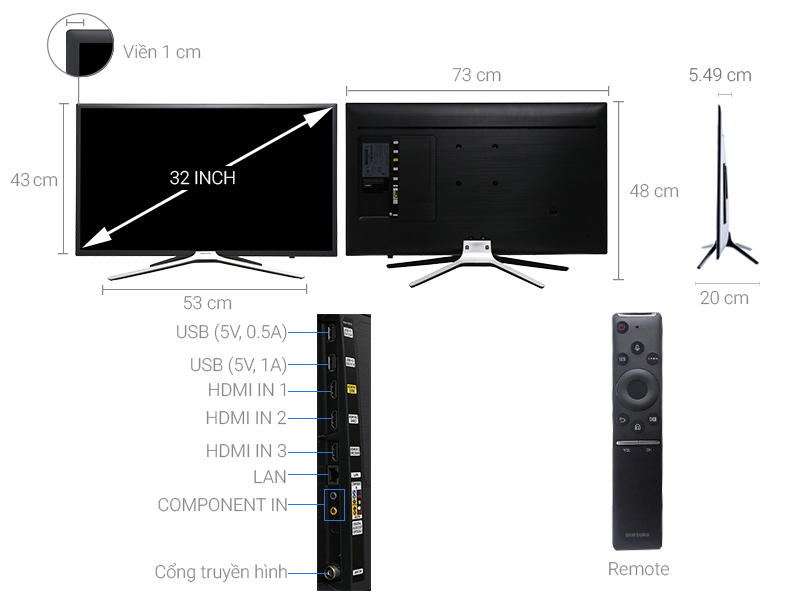 Thông số kỹ thuật Smart Tivi Samsung 32 inch UA32M5500