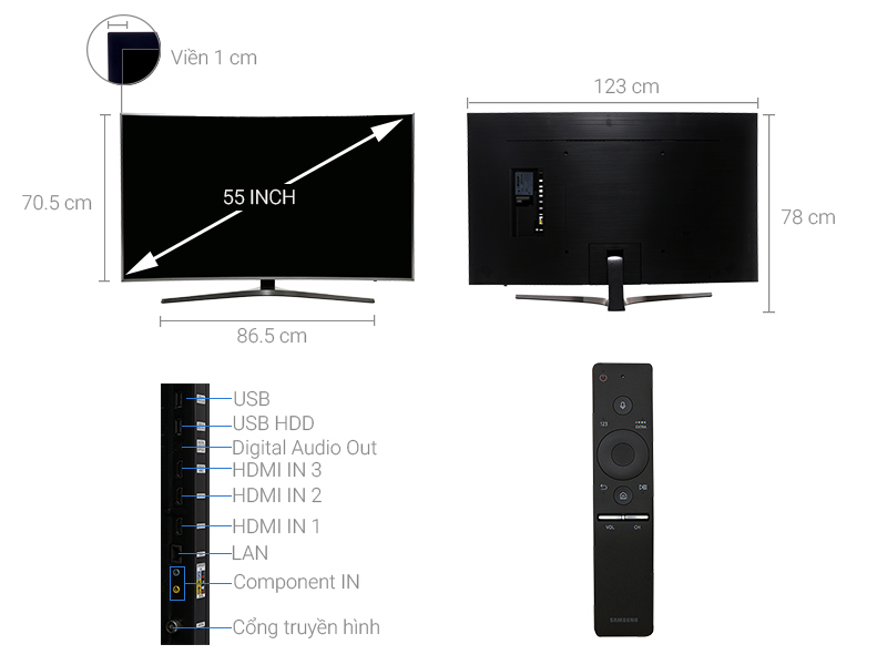 Thông số kỹ thuật Smart Tivi cong Samsung 55 inch UA55MU6500