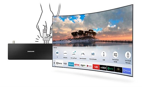 Khả năng tự động nhận diện các thiết bị được kết nối nhanh chóng trên Smart Tivi cong Samsung 55 inch UA55MU6500