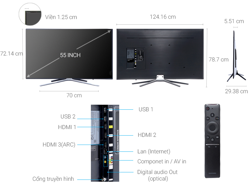 Thông số kỹ thuật Smart Tivi Samsung 55 inch UA55M5520
