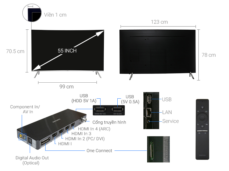 Thông số kỹ thuật Smart Tivi Cong Samsung 55 inch UA55MU8000