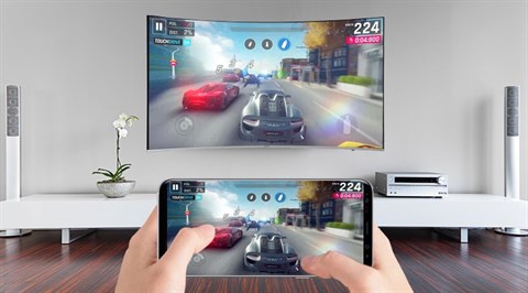 Chiếu màn hình điện thoại lên tivi bằng tính năng Screen Mirroring trên Smart Tivi Cong Samsung 55 inch UA55MU8000