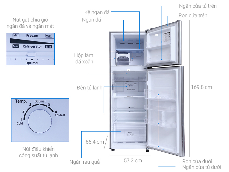 Thông số kỹ thuật Tủ lạnh Samsung 256 lít RT25M4033S8/SV