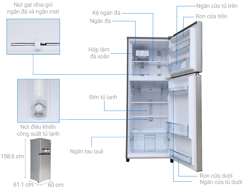 Thông số kỹ thuật Tủ lạnh Panasonic inverter 267 lít NR-BL308PSVN