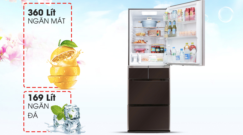 Dung tích sử dụng 529 lít - Tủ lạnh Hitachi Inverter 529 lít E5000V XT