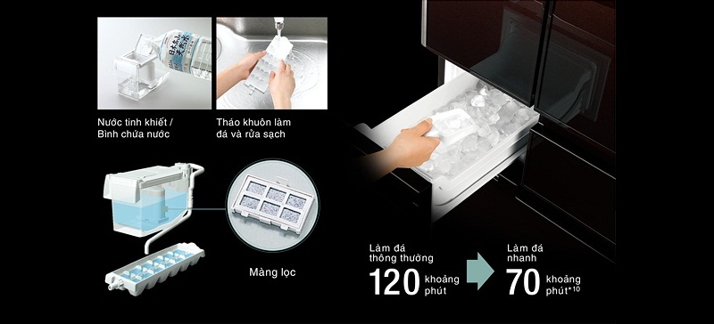 Tiện lợi với tính năng làm đá tự động