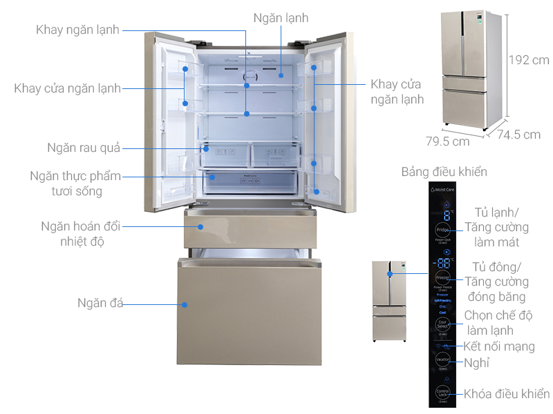 Thông số kỹ thuật Tủ lạnh Samsung 538 lít RF50K5821FG/SV