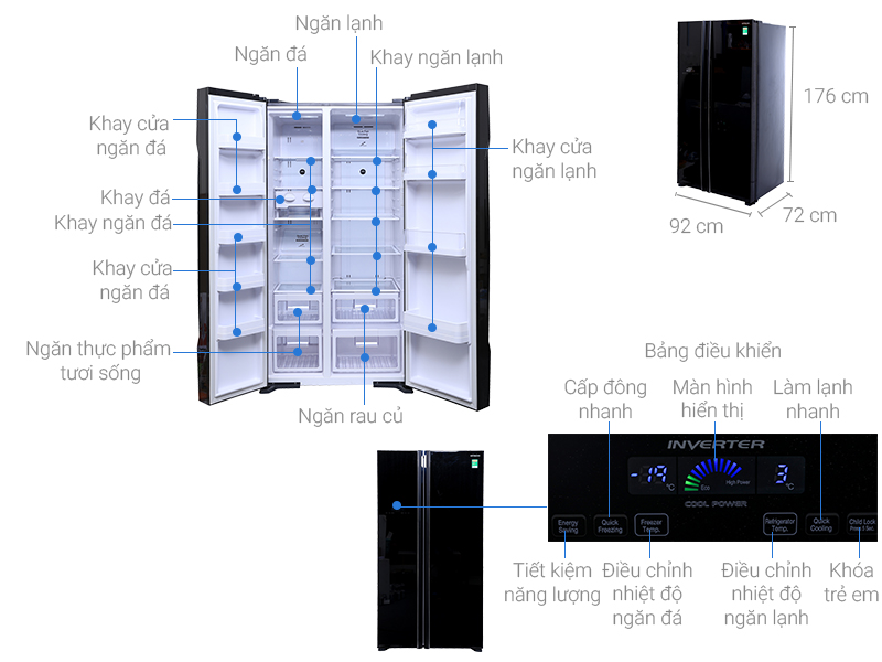 Tủ lạnh Hitachi Inverter 605 lít R-S700PGV2 GBK