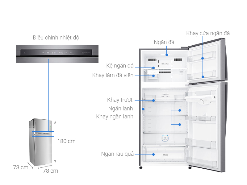 Thông số kỹ thuật Tủ lạnh LG Inverter 506 lít GN-L702S