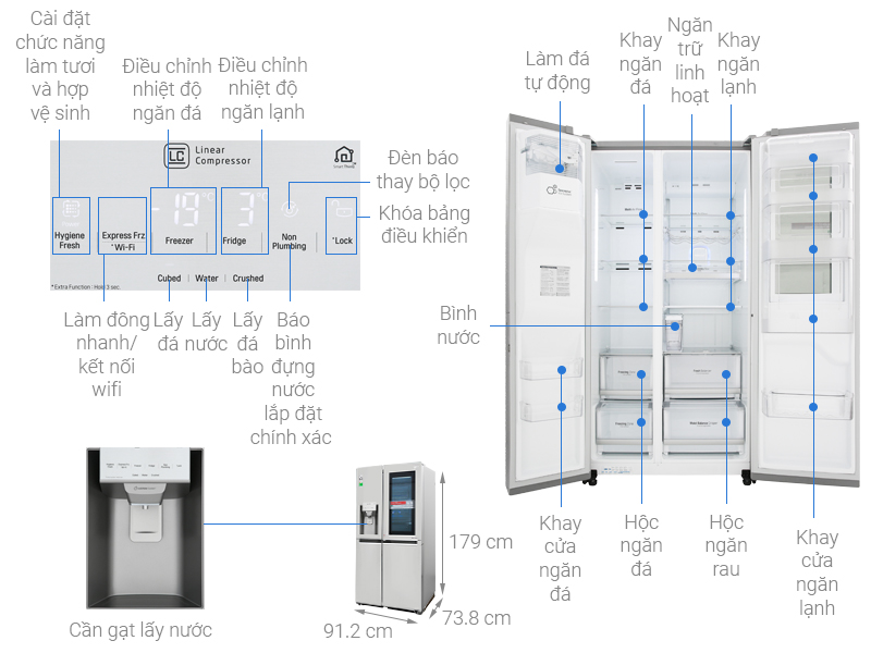 Tủ lạnh LG Inverter InstaView Door-in-Door 601 lít GR-X247JS