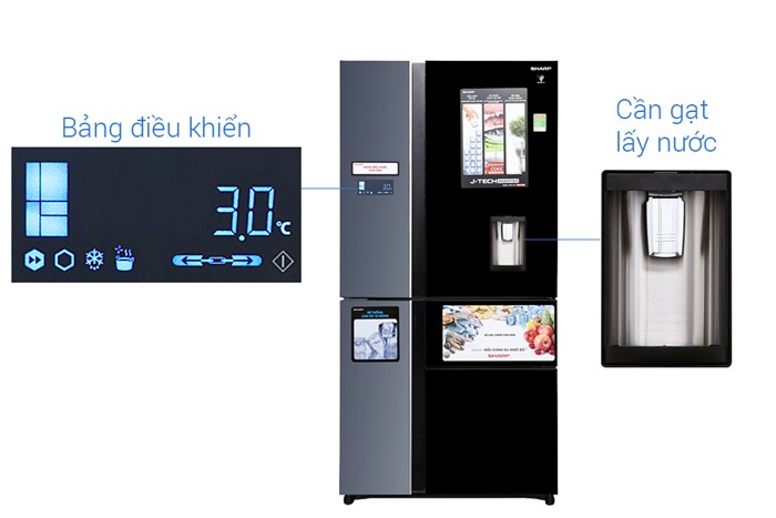 Tủ lạnh Sharp Inverter 665 lít SJ-F5X75VGW-BK Màu Đen