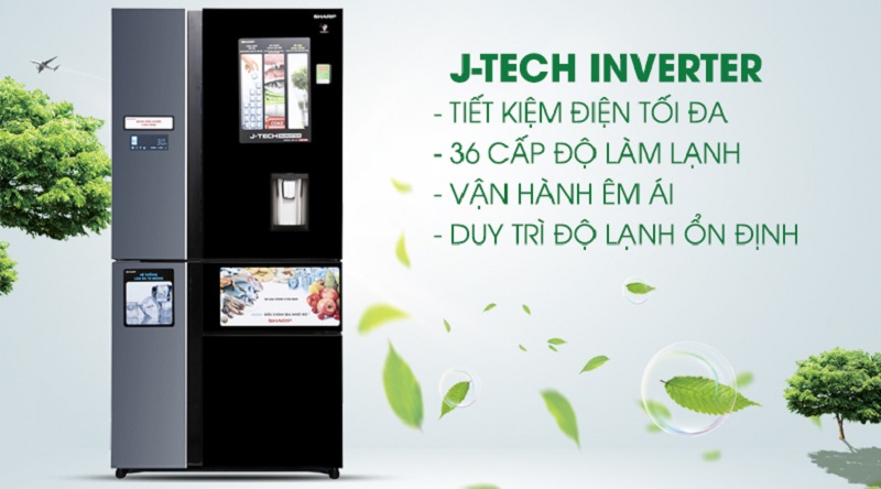 Công nghệ J-Tech Inverter vận hành ổn định, tiết kiệm điện - Tủ lạnh Sharp Inverter 665 lít SJ-F5X75VGW-BK
