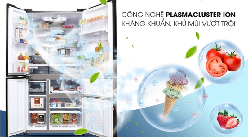 Công nghệ diệt khuẩn Plasmacluster Ion - Tủ lạnh Sharp Inverter 665 lít SJ-F5X75VGW-BK