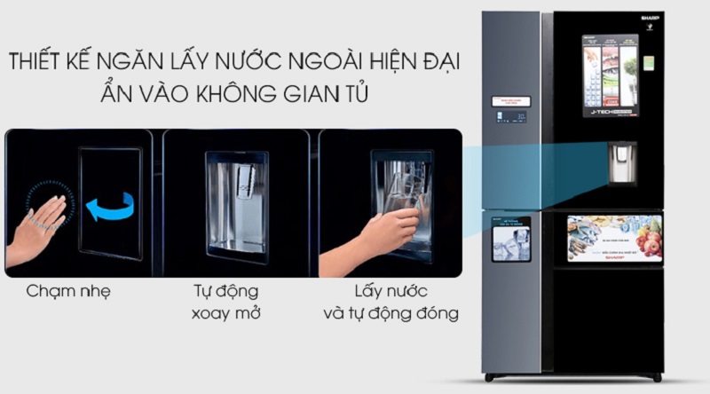 Ngăn lấy nước bên ngoài tiện lợi - Tủ lạnh Sharp Inverter 665 lít SJ-F5X75VGW-BK