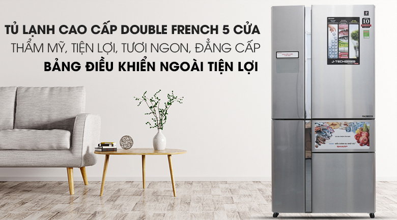 Tủ lạnh Sharp Inverter 665 lít SJ-F5X76VM-SL