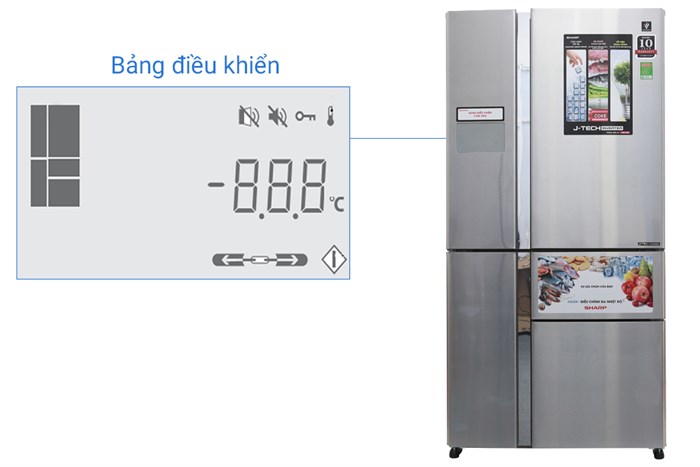 Tủ lạnh Sharp Inverter 665 lít SJ-F5X76VM-SL Màu Bạc