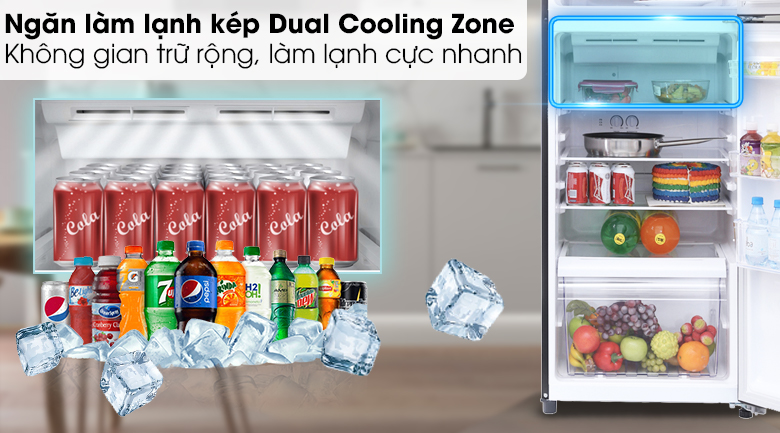 Nhanh chóng làm lạnh thực phẩm với ngăn làm lạnh kép Dual Cooling Zone - Tủ lạnh Toshiba Inverter 305 lít GR-MG36VUBZ(XB)