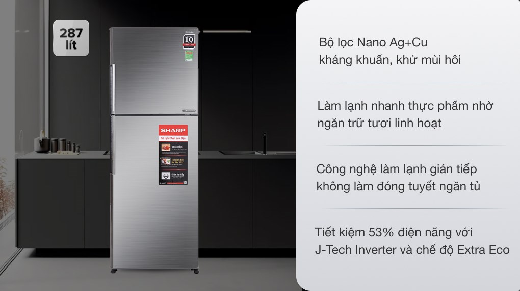 Tủ lạnh Sharp Inverter 287 lít SJ-X316E-DS