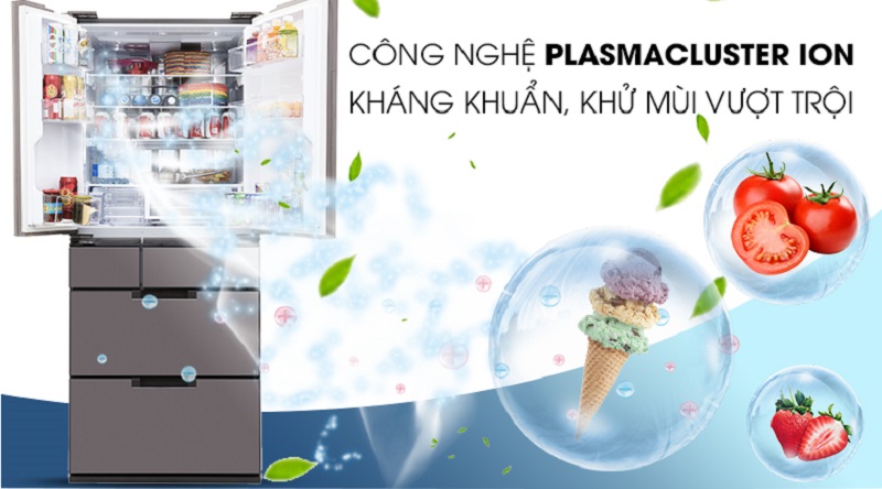 Hệ thống PLASMACLUSTER ION loại bỏ những mùi hôi khó chịu. - Tủ lạnh Sharp Inverter 601 lít SJ-GF60A-T