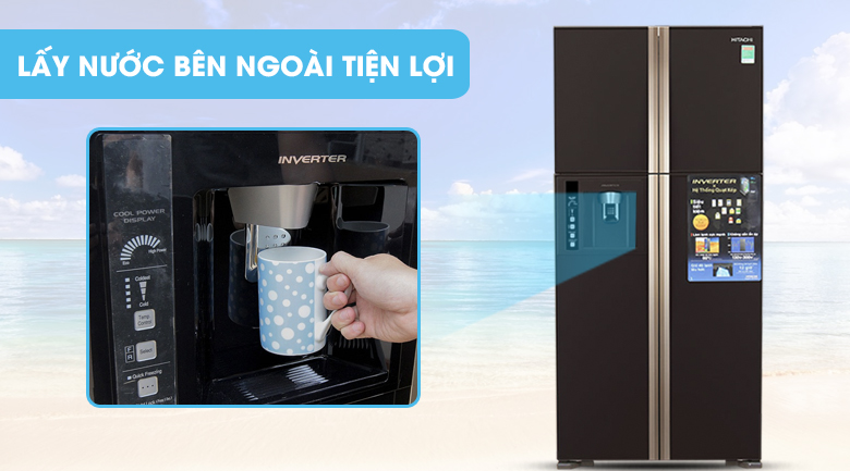 Tiện lợi với tính năng lấy nước bên ngoài - Tủ lạnh Hitachi Inverter 540 lít R-W660PGV3 GBW Tiện lợi với tính năng lấy nước bên ngoài - Tủ lạnh Hitachi Inverter 540 lít R-W660PGV3 GBW