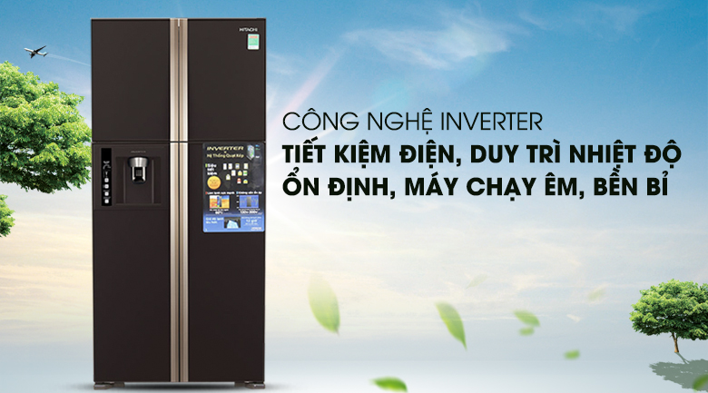 Tiết kiệm điện với công nghệ Inverter - Tủ lạnh Hitachi Inverter 540 lít R-W660PGV3 GBW