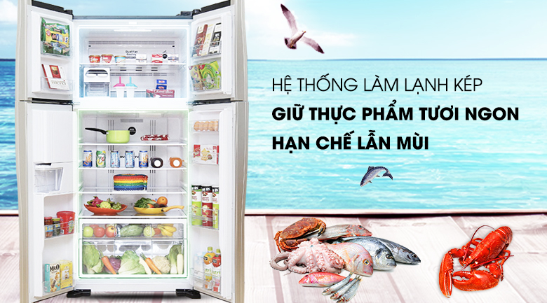 Hệ thống làm lạnh kép mang đến khả năng làm lạnh hiệu quả - Tủ lạnh Hitachi Inverter 540 lít R-W660PGV3 GBW Hệ thống làm lạnh kép mang đến khả năng làm lạnh hiệu quả - Tủ lạnh Hitachi Inverter 540 lít R-W660PGV3 GBW