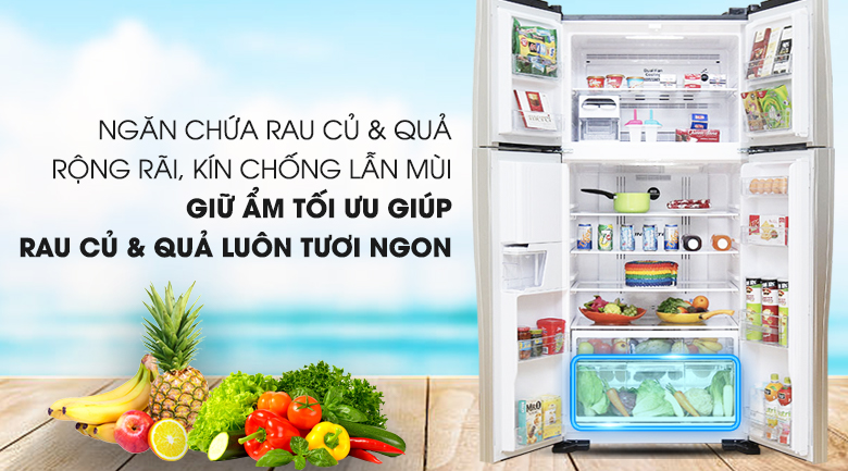 Ngăn rau quả giữ ẩm, dung tích lớn - Tủ lạnh Hitachi Inverter 540 lít R-W660PGV3 GBW Ngăn rau quả giữ ẩm, dung tích lớn - Tủ lạnh Hitachi Inverter 540 lít R-W660PGV3 GBW