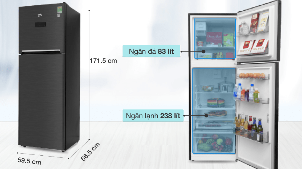 Tủ lạnh Beko Inverter 321 lít RDNT360E50VZWB