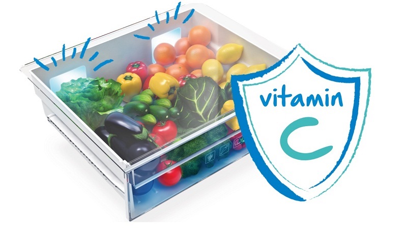 Công nghệ Active Blue Light bổ xung thêm vitamin cho rau củ - Tủ lạnh Beko inverter 360 lít RDNT360E50VZWB