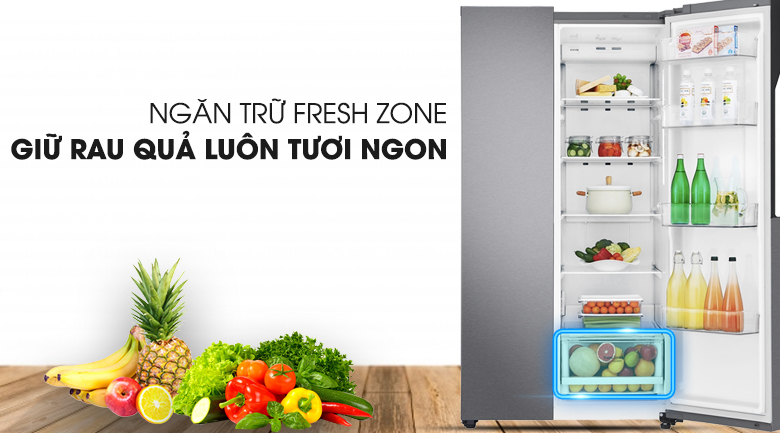 Tủ lạnh LG Inverter 613 Lít GR-B247JDS - Vùng tươi